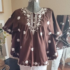 Espresso Manilla Fashions Hand embroidered top